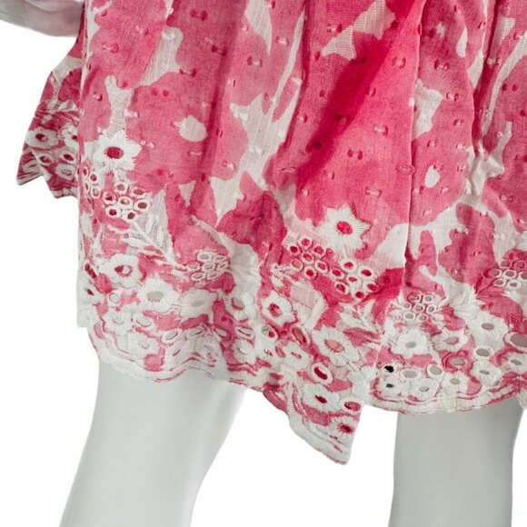 Ash & Eden NEW Pink Milena Floral Swiss Dot Schiffli Mini Dress Size Small - Picture 9 of 10